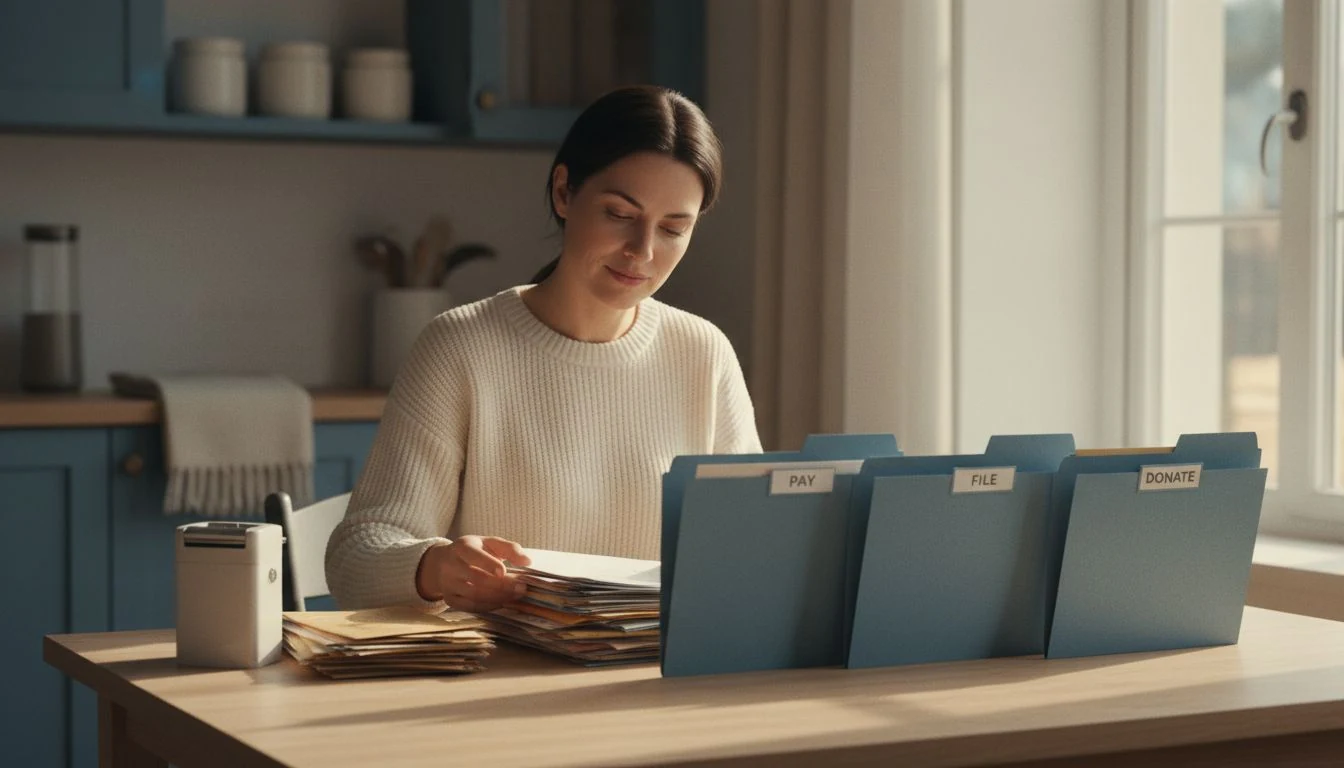 How to organize paperwork at home: sorting household mail into labeled folders
